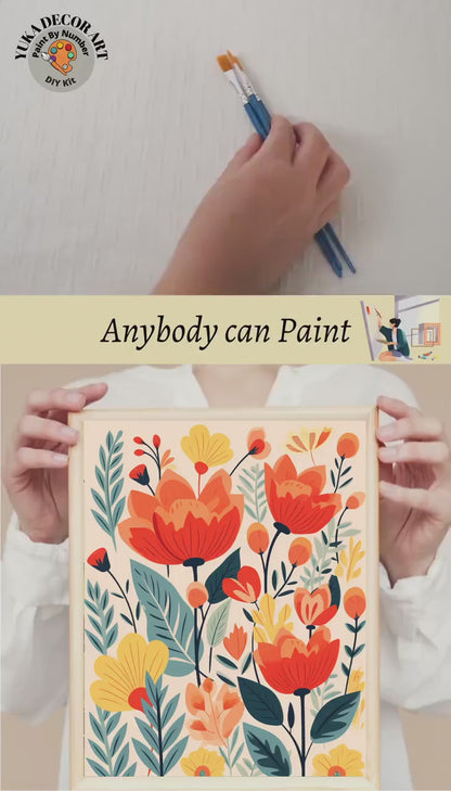 PAINT by NUMBER Kit Adult Garden Flowers Vintage Spring Colourful Wall Art Easy Beginner Acrylic Paint DIY Kit Mom Dad Gift