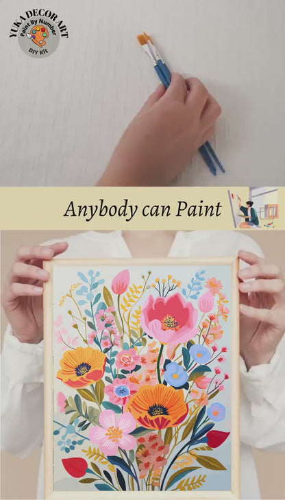 Wildflowers PAINT by NUMBER Kit Adults Spring Flower Garden DIY Painting Easy Beginners Hobby Kit Wall Art Housewarming Gift Girlfriend Mom