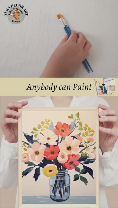 Country Chic Flower PAINT by NUMBER Kit Adult Painting Still Life Floral DIY by Numbers Art Easy Beginners ,Birthday Gift For Mom Girlfriend