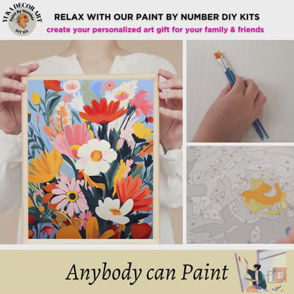 Floral PAINT by NUMBER Kit Adult Colorful Flowers Wall Art Easy Beginner Painting Acrylic DIY Activity Kit Anniversary Gift For Mom Grandma