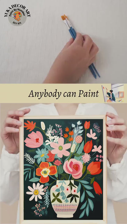 Floral Modern PAINT by NUMBER Kit for Adults Still life Vase Flowers DIY Easy Beginners Painting Kit Matisse Style Art Gift