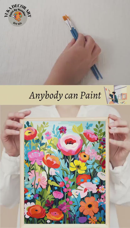 Wild Flowers PAINT by NUMBERS Kit Adults Spring Garden Floral DIY Painting Colorful Easy Beginners Hobby Kit Wall Art Gift
