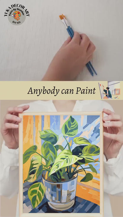 Indoor Plant PAINT by NUMBERS Kit for Adults Minimalistic Chic DIY Painting Easy Beginners Hobby Painting Kit Wall Art Gift Mum Plant Lover