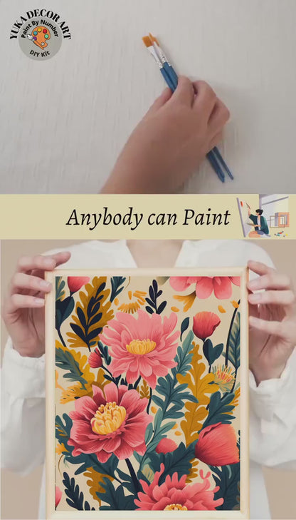 PAINT by NUMBER Kit Adult  Spring Flowers Modern Boho Whimsical Wall Art Easy Beginner Acrylic Paint DIY Kit Mom Gift Box