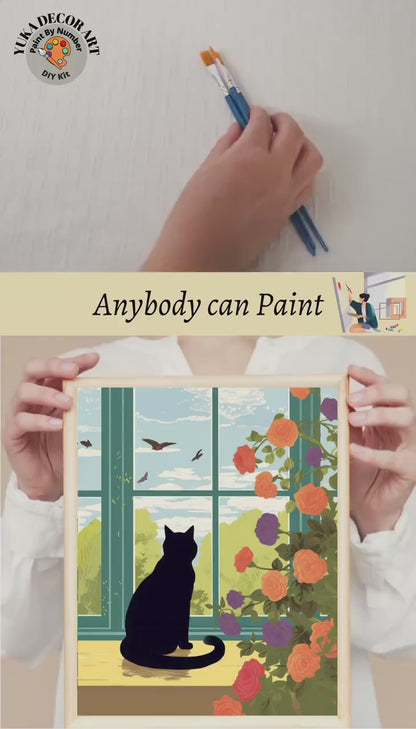 Black Cat PAINT by NUMBER Kit Adult Painting DIY Color by Numbers Kit Easy Beginners Canvas Art Birthday Gift For Mom Wife Girlfriend Friend