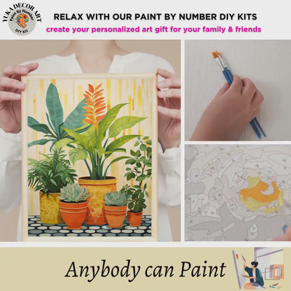 Boho Minimalist PAINT by NUMBERS Diy Kit Adult Midcentury Plants Art Easy Beginner DIY Painting Kit Gift Mom Dad Girlfriend