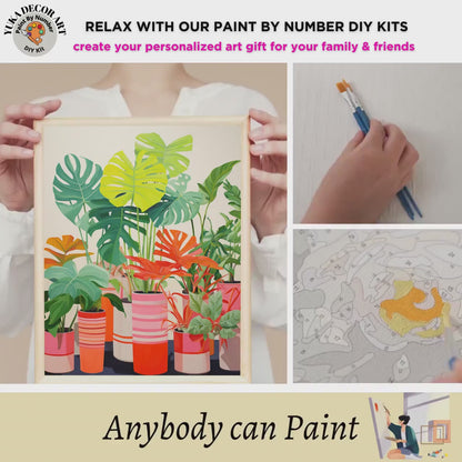 Greenhouse Art Paint By Number Kit Garden Plants DIY Paint by Numbers For Adult,Green House Plant Paint by Number Botanical Floral Art