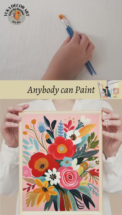 PAINT by NUMBER Kit Adult Garden Flowers Vintage Spring Colourful Wall Art Easy Beginner Acrylic Paint DIY Kit Mom Dad Gift