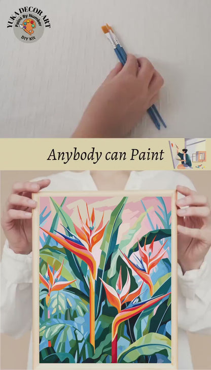 PAINT by NUMBER Adult Tropical Garden Flower Modern Watercolor Wall Art Easy Beginner Acrylic Paint DIY Kit Christmas Gift |Code: FL2309111