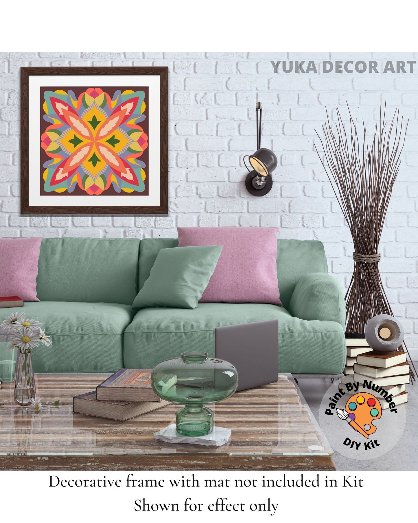 Mandala PAINT by NUMBER Kit for Adult , DIY Mandala Wall Art Art , Easy Beginner Acrylic Painting Kit,Home Decor Gift