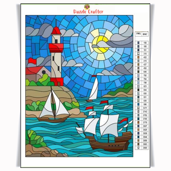 LIGHTHOUSE & BOATS Diamond Painting Kit - DAZZLE CRAFTER