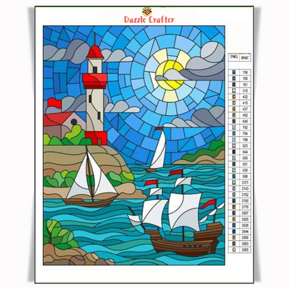 LIGHTHOUSE & BOATS Diamond Painting Kit - DAZZLE CRAFTER