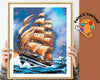 VINTAGE SAILING YACHT  - DIY Adult Paint By Number Kit