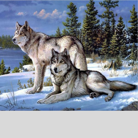 Image of WOLVES IN THE SNOW SERIES Diamond Painting Kit - DAZZLE CRAFTER