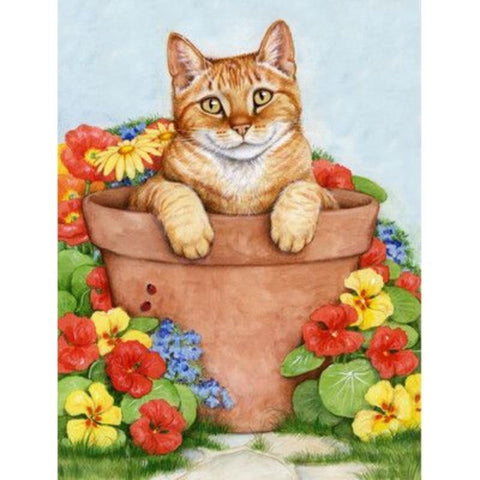 Image of SWEETY CAT IN THE PLANTER POT Diamond Painting Kit - DAZZLE CRAFTER