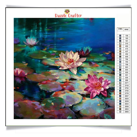 Image of LOTUS UNDER MOONLIGHT Diamond Painting Kit - DAZZLE CRAFTER