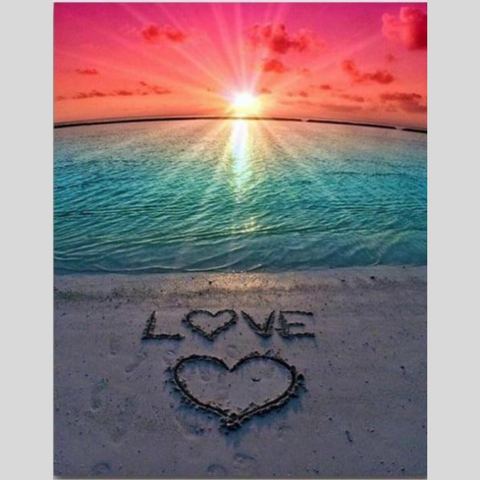 Image of LOVE HEART ON THE SAND Diamond Painting Kit - DAZZLE CRAFTER