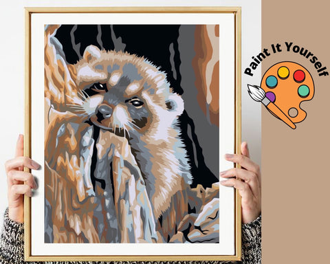 Image of LITTLE RACCOON  - DIY Adult Paint By Number Kit
