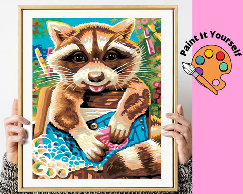 Image of CUTE LITTLE RACCOON - DIY Adult Paint By Number Kit