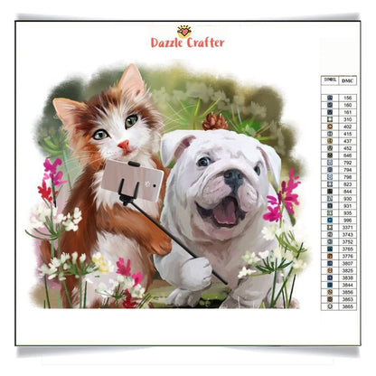 DOG & KITTEN SELFIE Diamond Painting Kit - DAZZLE CRAFTER