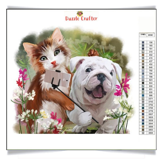 DOG & KITTEN SELFIE Diamond Painting Kit - DAZZLE CRAFTER