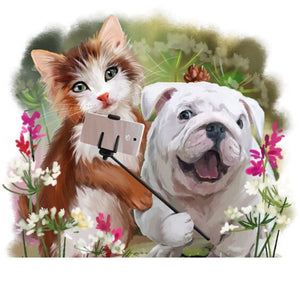 DOG & KITTEN SELFIE Diamond Painting Kit - DAZZLE CRAFTER
