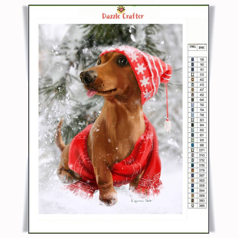 Image of DOG IN WINTER Diamond Painting Kit