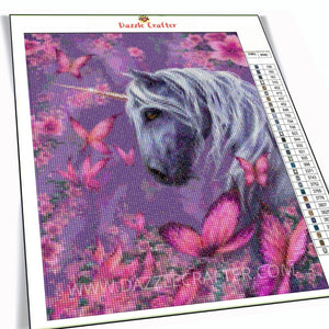 UNICORN WITH PINK BUTTERFLIES Diamond Painting Kit - DAZZLE CRAFTER