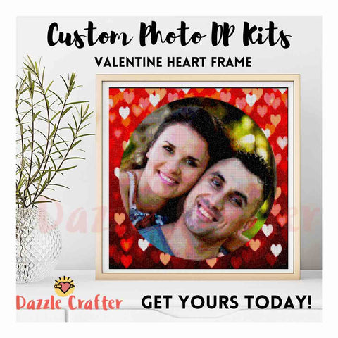 Image of CUSTOM PHOTO WITH VALENTINE HEART FRAME - MAKE YOUR OWN DIAMOND PAINTING