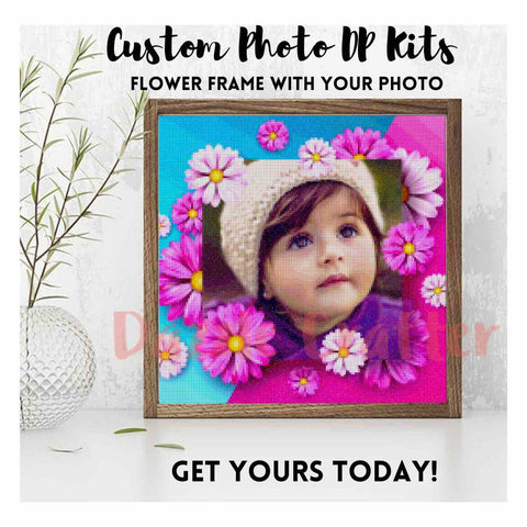 Image of CUSTOM PHOTO WITH FLOWER FRAME - MAKE YOUR OWN DIAMOND PAINTING