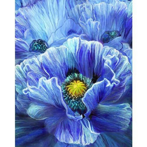 Image of BLUE POPPY FLOWERS Diamond Painting Kit