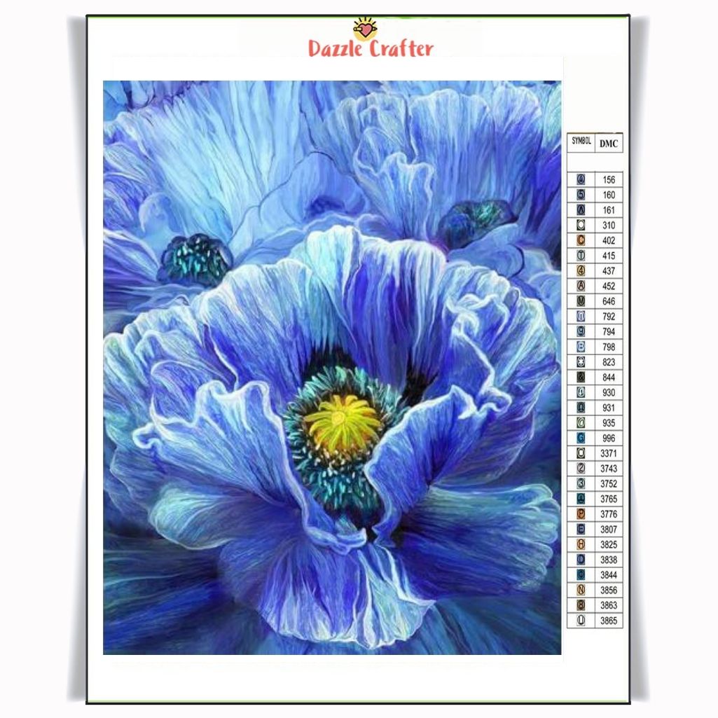 BLUE POPPY FLOWERS Diamond Painting Kit