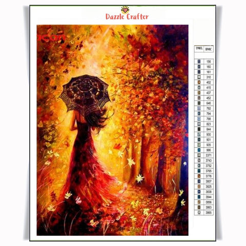 Image of LADY IN AUTUMN Diamond Painting Kit - DAZZLE CRAFTER