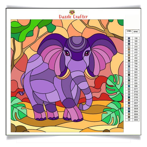 Image of PURPLE ELEPHANT Diamond Painting Kit - DAZZLE CRAFTER