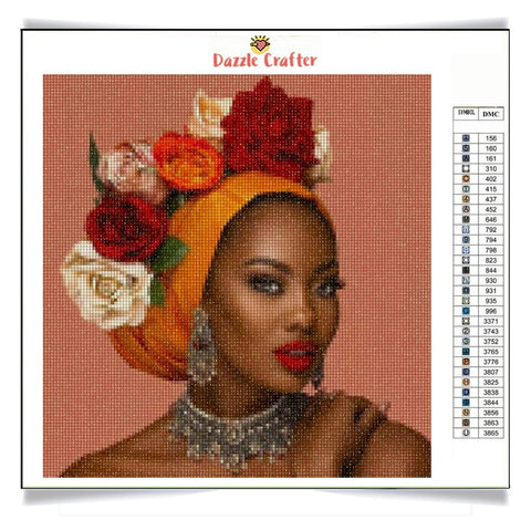 Image of GIRL WITH FLOWER HEADGEAR Diamond Painting Kit - DAZZLE CRAFTER
