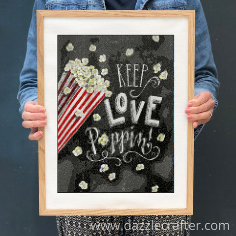 Image of CHALKBOARD QUOTES - KEEP LOVE POPPING Diamond Painting Kit - DAZZLE CRAFTER