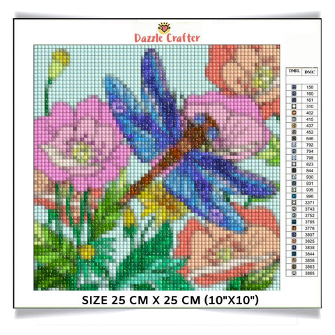 Image of DRAGONFLY IN THE GARDEN  Diamond Painting Kit - DAZZLE CRAFTER
