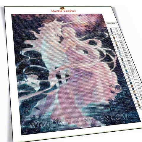 Image of PRETTY GIRL WITH UNICORN Diamond Painting Kit - DAZZLE CRAFTER