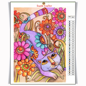 CAT IN THE GARDEN Diamond Painting Kit - DAZZLE CRAFTER