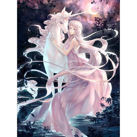 Image of PRETTY GIRL WITH UNICORN Diamond Painting Kit - DAZZLE CRAFTER