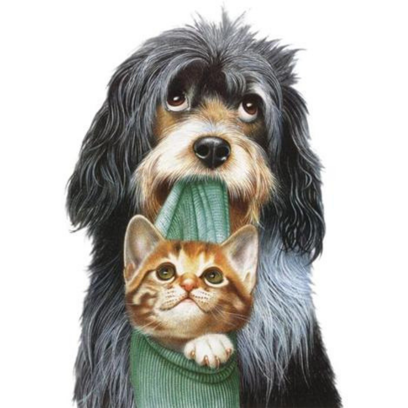 DOG WITH CAT Diamond painting Kit - DAZZLE CRAFTER