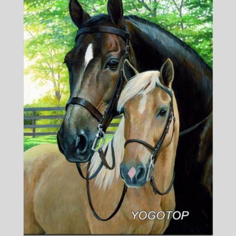 Image of TWO HORSES Diamond Painting Kit - DAZZLE CRAFTER