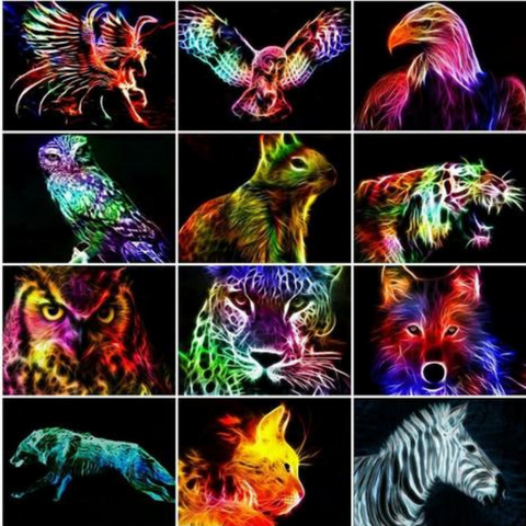 Image of NEON MULTICOLOR ANIMAL SERIES Diamond Painting Kit - DAZZLE CRAFTER