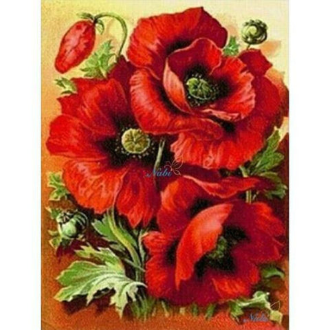Image of RED POPPY FLOWERS Diamond Painting Kit