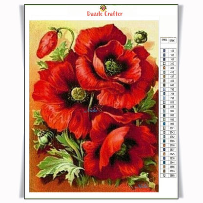 RED POPPY FLOWERS Diamond Painting Kit