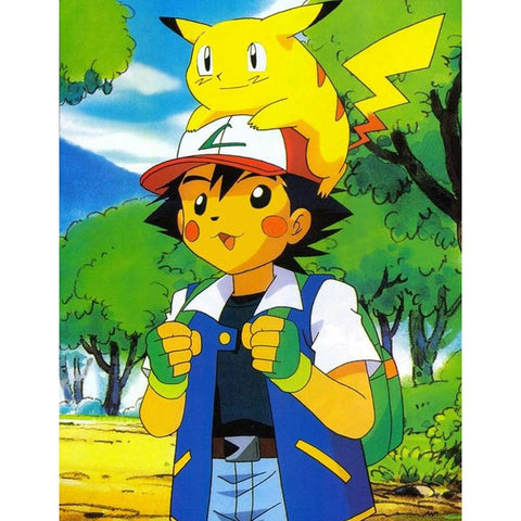 Image of ASH & PIKACHU Diamond Painting Kit