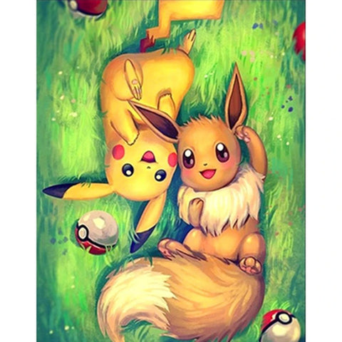 Image of PIKACHU & EEVEE Diamond Painting Kit