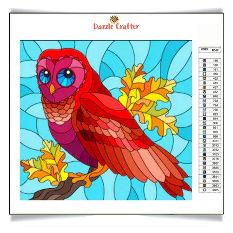 Image of GAZING RED OWL Diamond Painting Kit - DAZZLE CRAFTER