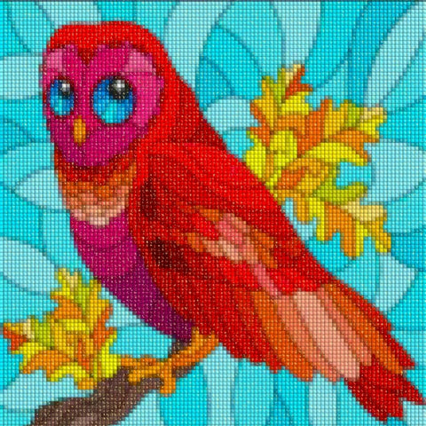Image of GAZING RED OWL Diamond Painting Kit - DAZZLE CRAFTER