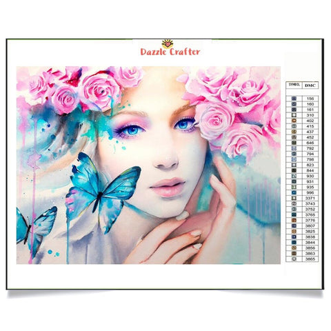 Image of ROSE GIRL BUTTERFLY Diamond Painting Kit - DAZZLE CRAFTER